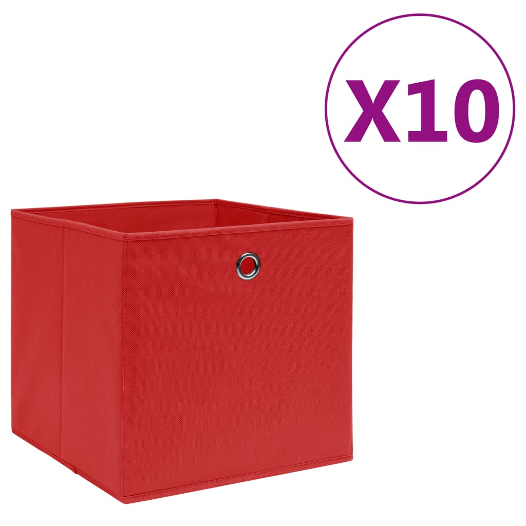 foto del prodotto contenitori 10 pz in tessuto non tessuto 28x28x28cm rosso cod mxl 48355