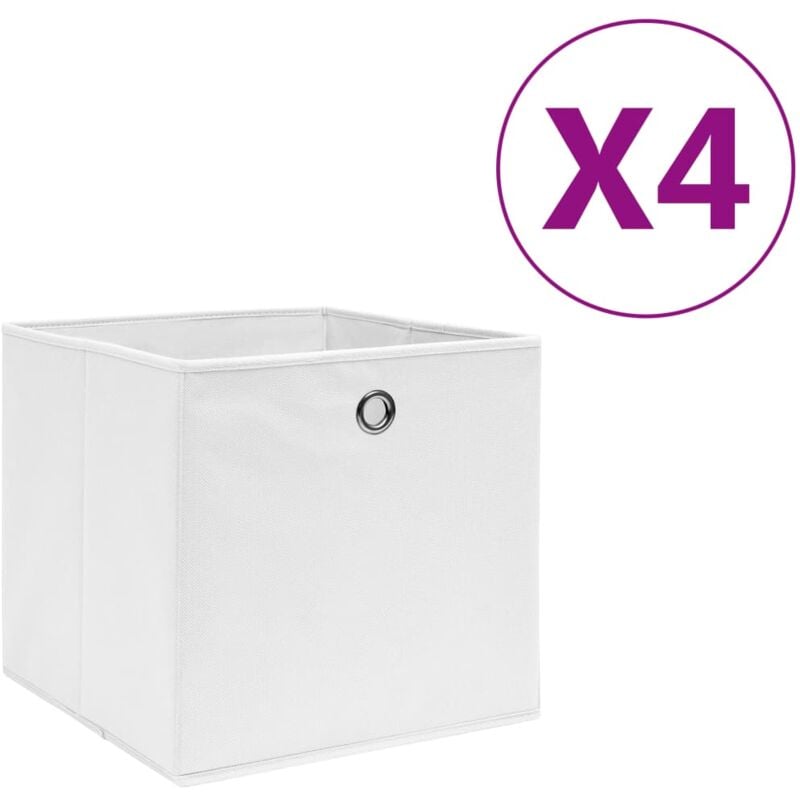 foto del prodotto contenitori 4 pz in tessuto non tessuto 28x28x28 cm bianco - vidaxl