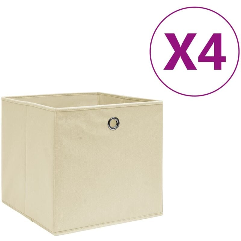 foto del prodotto contenitori 4 pz in tessuto non tessuto 28x28x28 cm crema - vidaxl