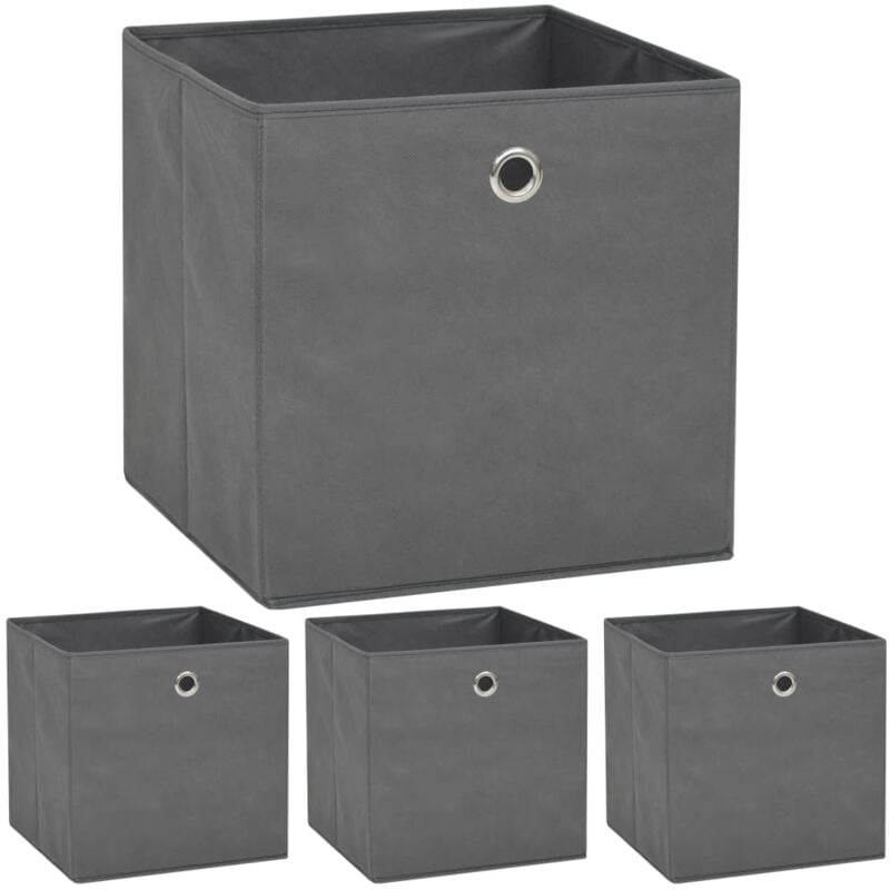 foto del prodotto contenitori 4 pz in tessuto non tessuto 32x32x32 cm grigio vidaxl