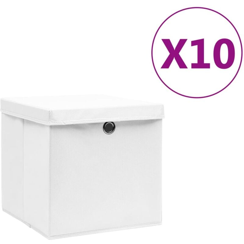 foto del prodotto contenitori con coperchi 10 pz 28x28x28 cm bianco - vidaxl