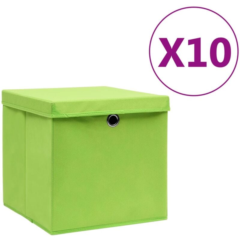 foto del prodotto contenitori con coperchi 10 pz 28x28x28 cm verde vidaxl