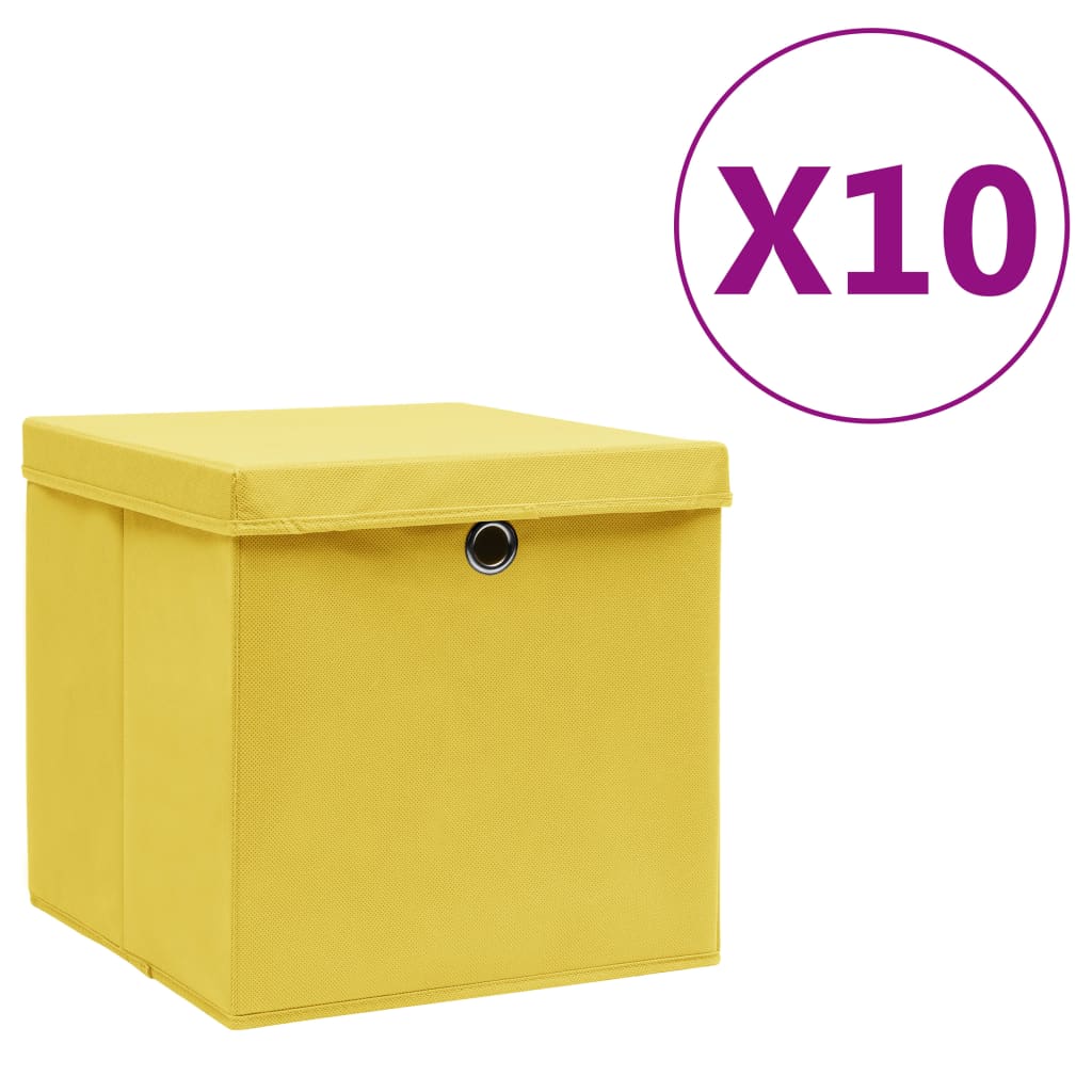 immagine 0 del prodotto contenitori con coperchio 10 pz 28x28x28 cm giallo cod mxl 49474