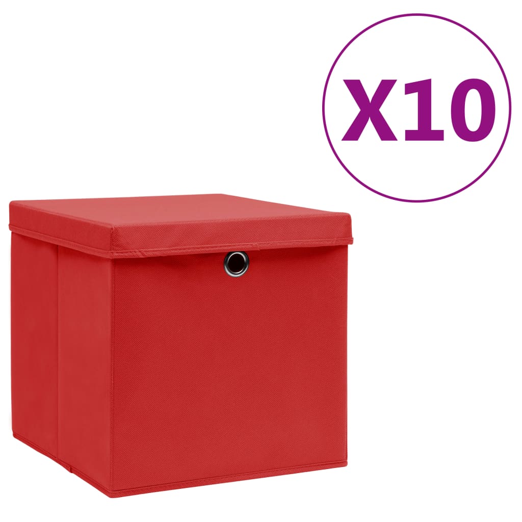 foto del prodotto contenitori con coperchio 10 pz 28x28x28 cm rosso cod mxl 43876
