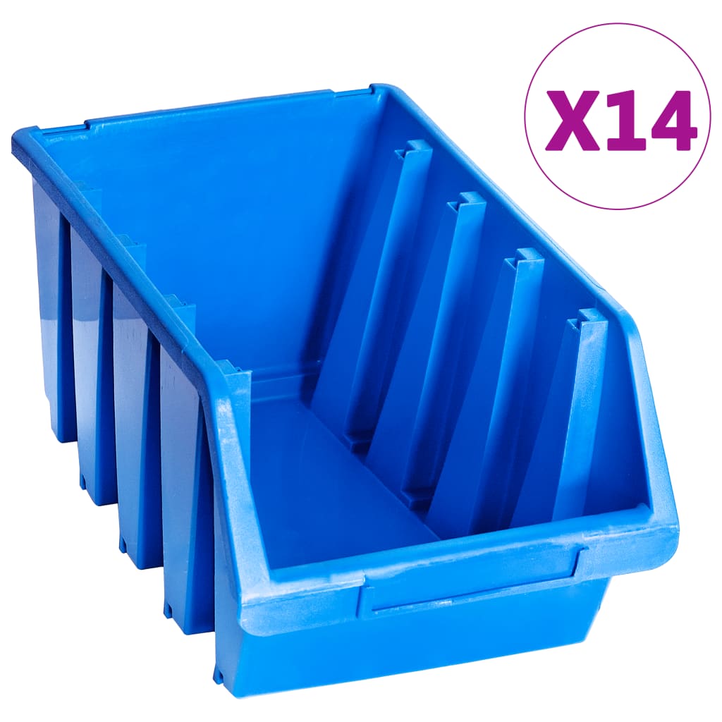 foto del prodotto contenitori impilabili 14 pz blu in plasticacod mxl 86613