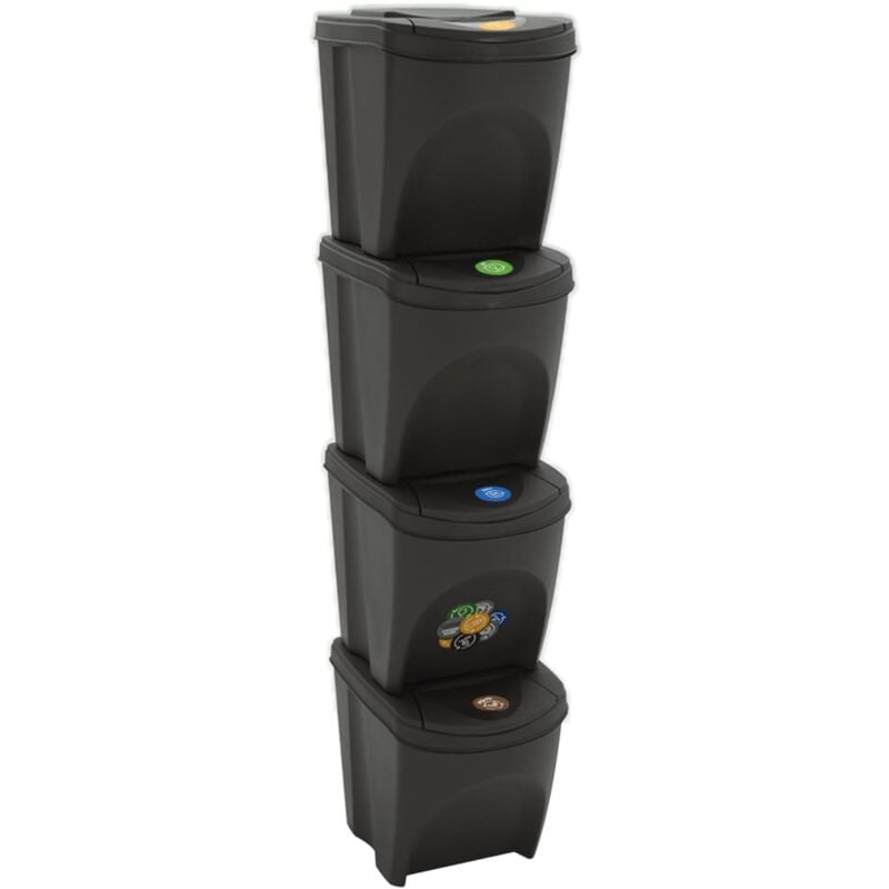 foto del prodotto contenitori impilabili rifiuti 4 pz grigio 100 l polipropilene - vidaxl