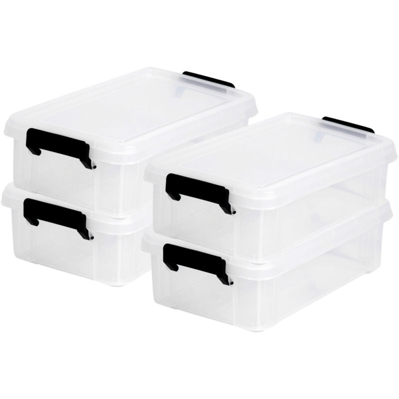 foto del prodotto contenitori in plastica, multifunzione, 4 l, coperchio, maniglia ergonomica, ufficio, camera da letto, soggiorno ddmbx 4 trasparente iris ohyama