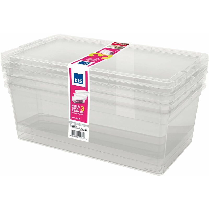 foto del prodotto contenitori multibox multiuso per alimenti in plastica trasparente c box set 3 pezzi