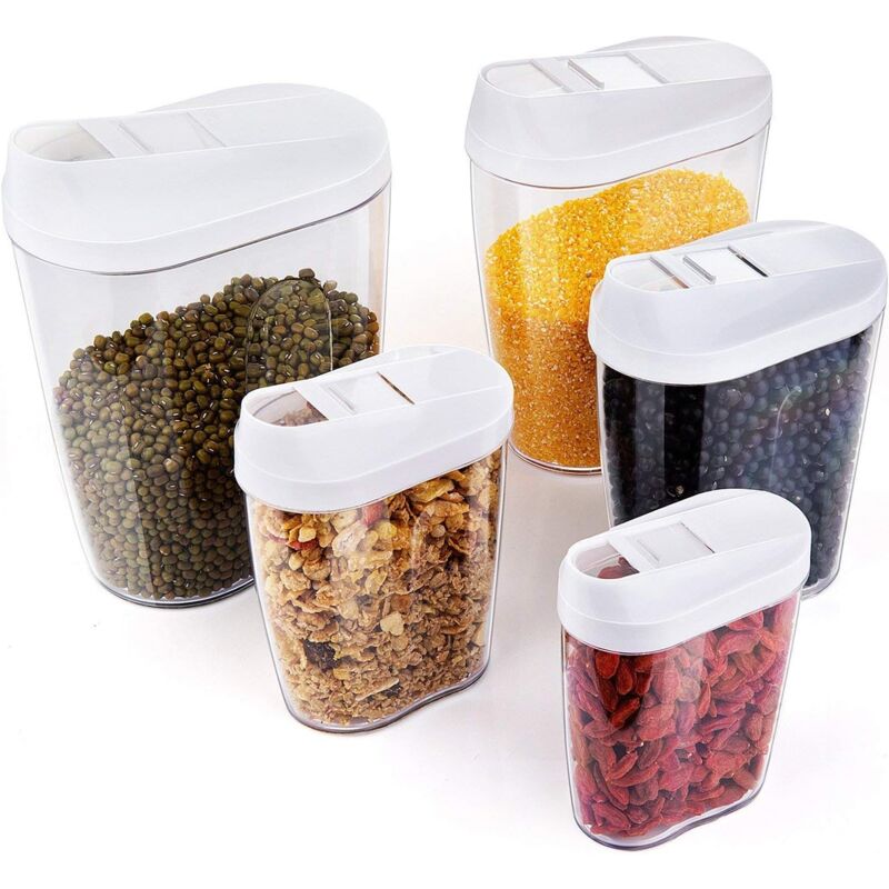 foto del prodotto contenitori per cereali, contenitori per alimenti da cucina, contenitori ermetici per cereali, 5 pezzi sollbry