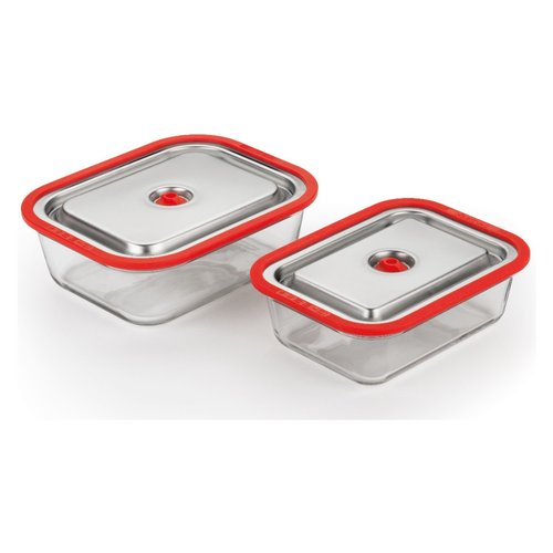 foto del prodotto contenitori sottovuoto magic vac aco1138 free inox e rosso inox e ross