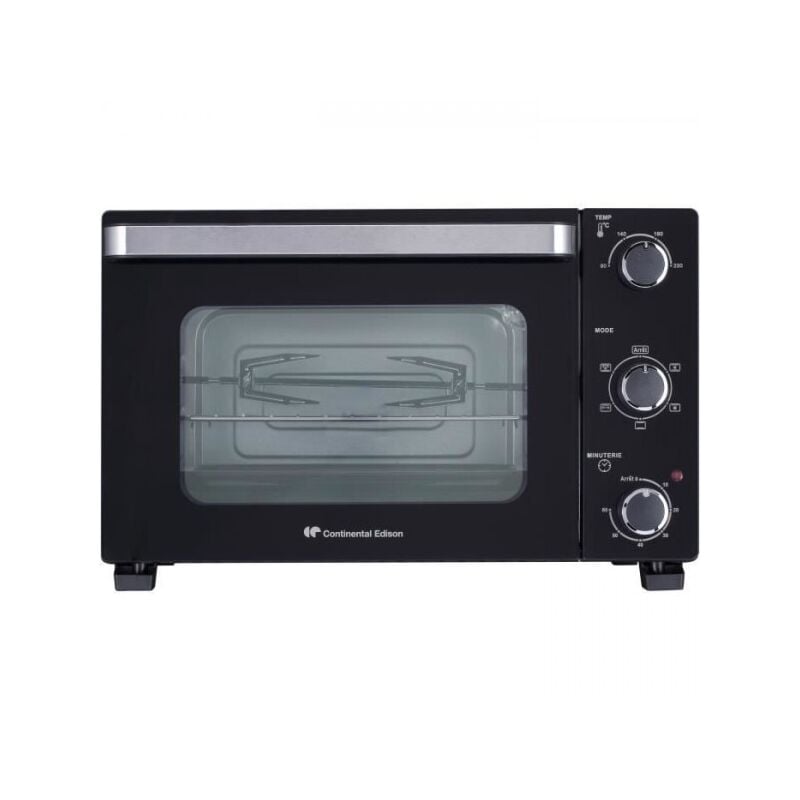 foto del prodotto continental edison cemf28b2 miniforno elettrico 28l nero 1500w girarrosto, convezione naturale