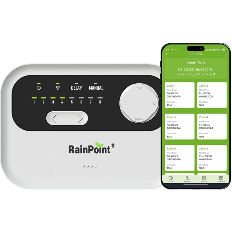 foto del prodotto contr leur d arrosage intelligent rainpoint 8 zones syst me d arrosage wifi bas sur la m t o locale, contr leur de syst me d irrigation contr l 
