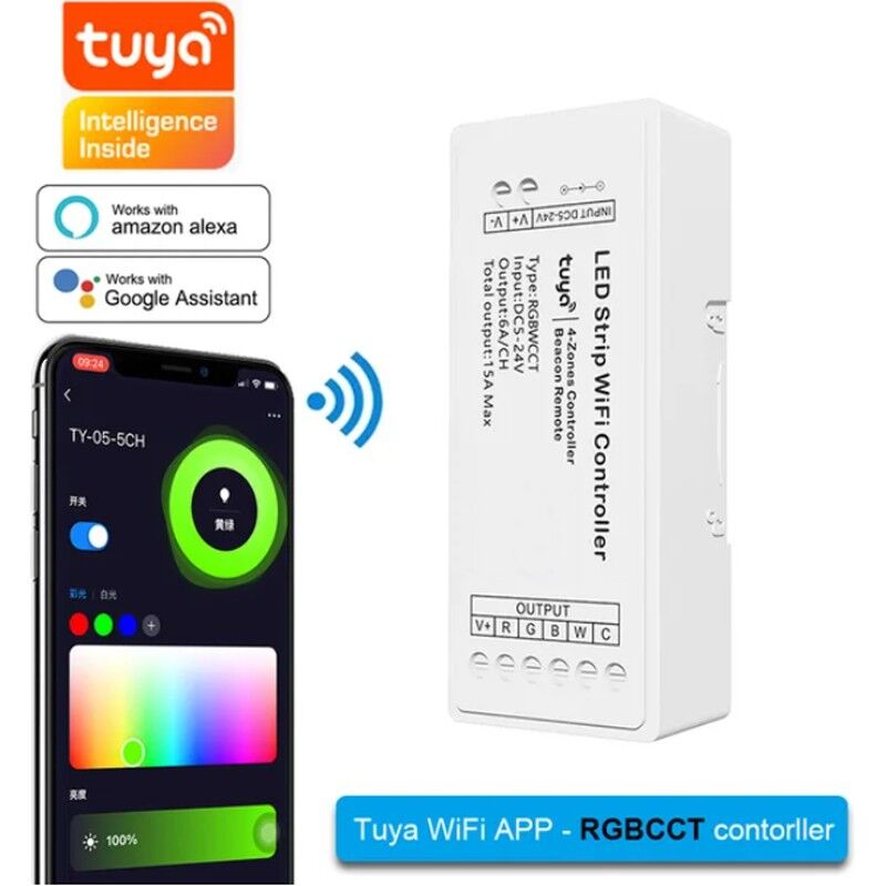 foto del prodotto controller 4 zone per strip led smart wifi rgbcct tuya