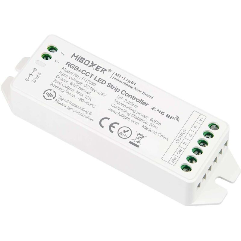 foto del prodotto controller led dc12 24v 6a ch rf 2.4ghz alexa google asisstant rgb cct 039
