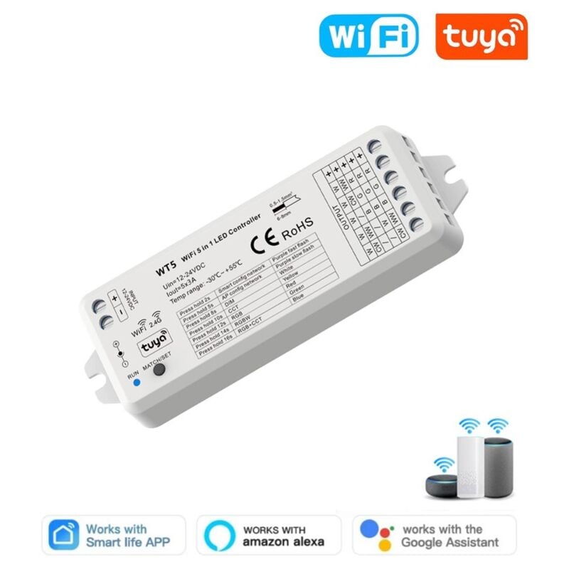 foto del prodotto controller led dimmer universale 5in1 smart wifi e rf - tuya