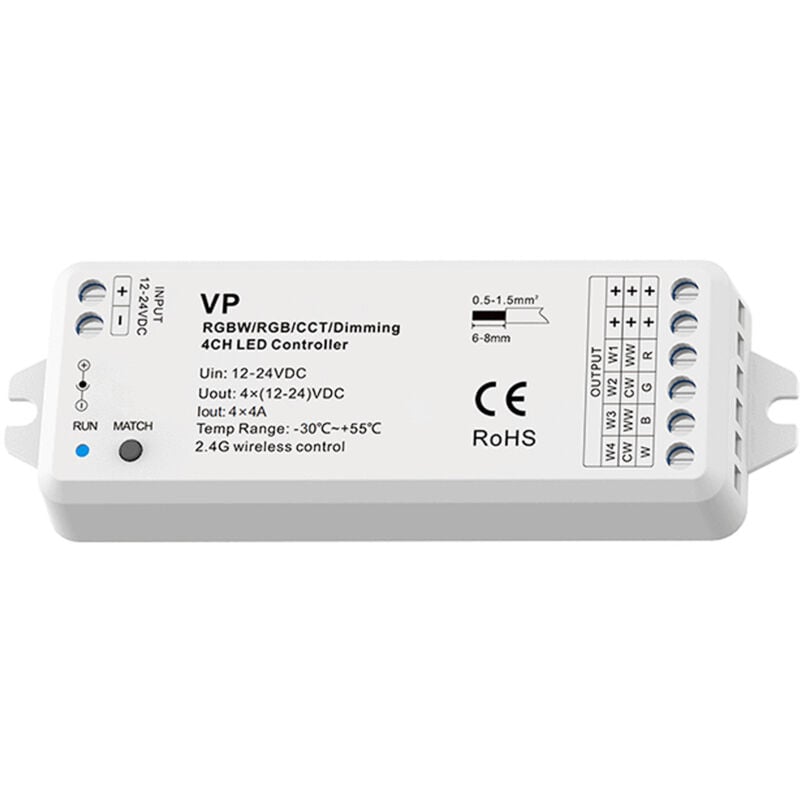 foto del prodotto controller monocolore cct rgb rgbw 12-24v dc - 4 canali -