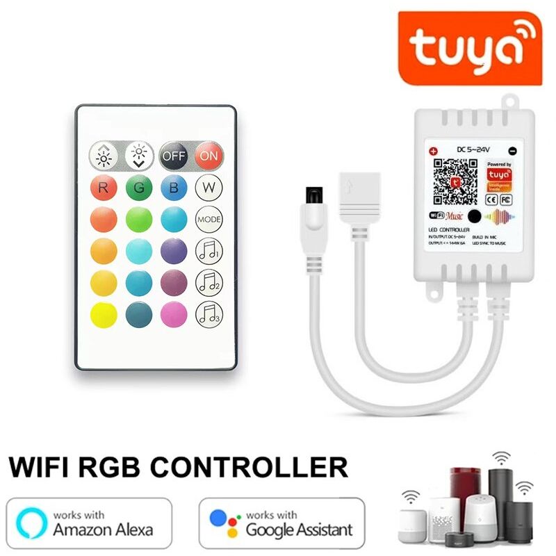 foto del prodotto controller per led rgb w smart wifi con telecomando ir24 tuya