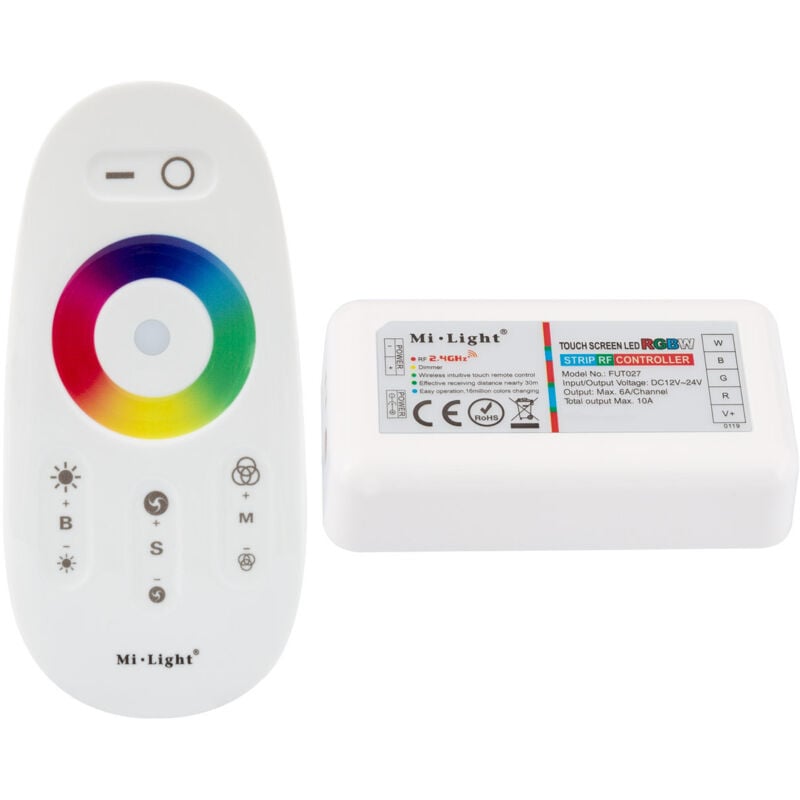 foto del prodotto controller regolatore touch striscia led rgbw 12 24v dc con telecomando rf