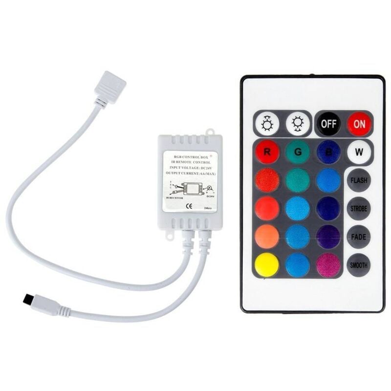 foto del prodotto controller rgb 12v 6a 2a ch con controller ir a 24 tasti
