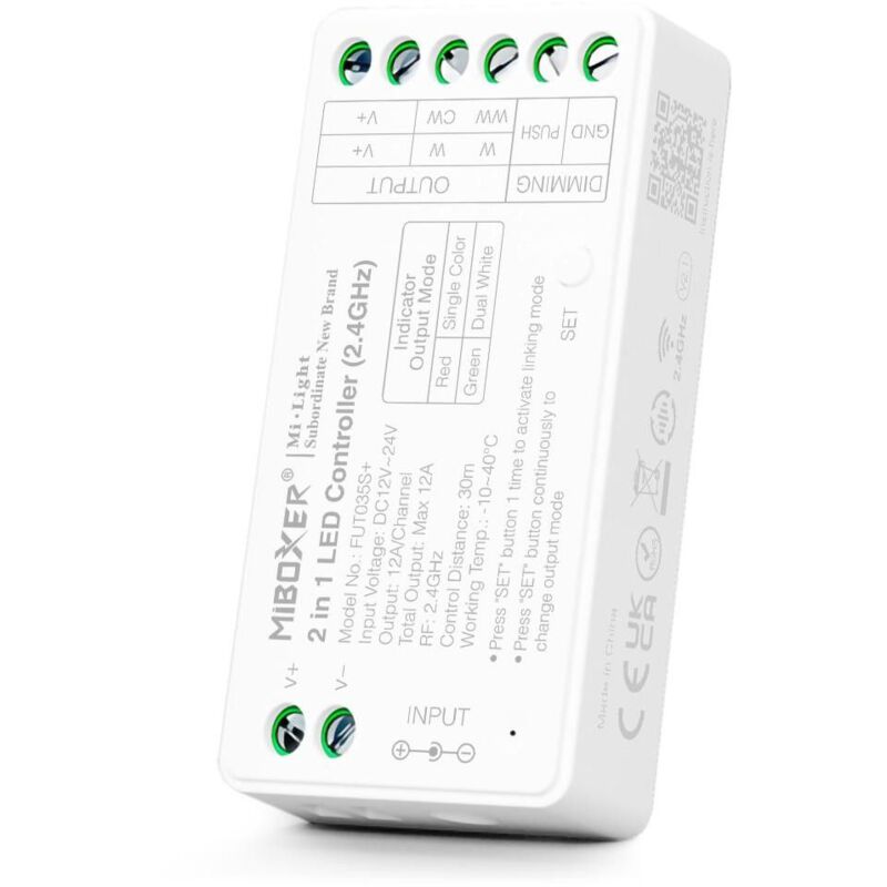 foto del prodotto controller striscia led 2 in 1 monocolore - dual white - 12 24v