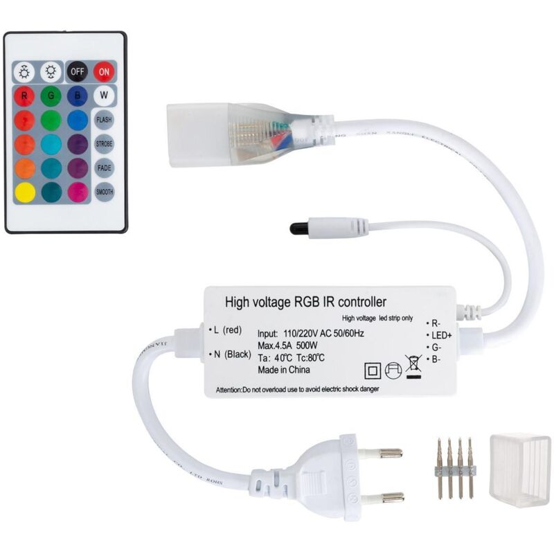 foto del prodotto controller striscia led neon 11 w m rgb 220v ac 60 led m semicircolare 180 ip67 taglio 100cm bianco
