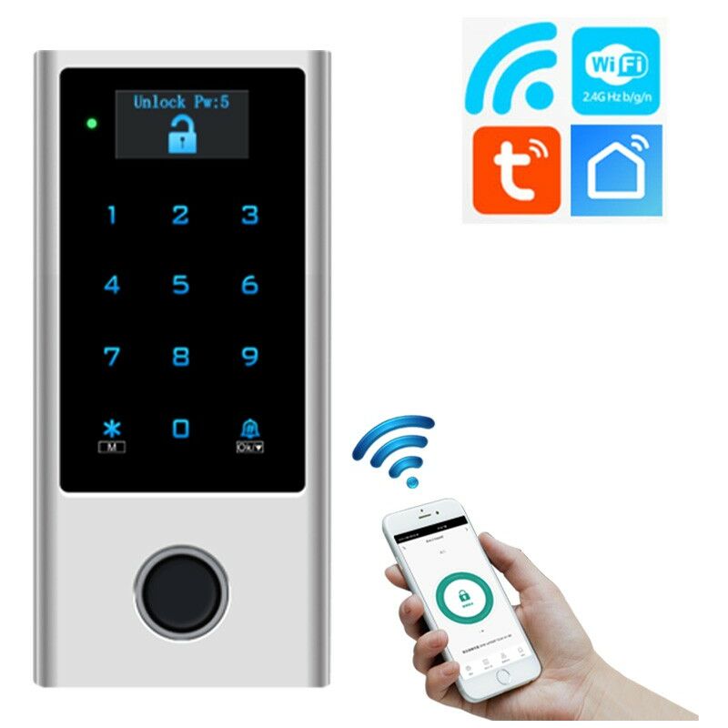 foto del prodotto controllo accessi con display smart wifi impermeabile impronta digitale tuya