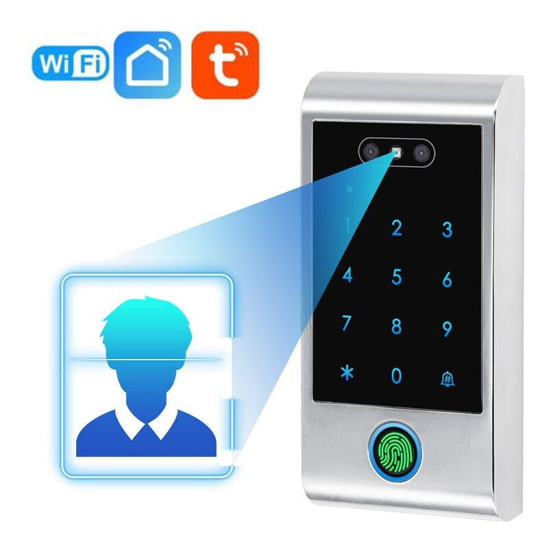 foto del prodotto controllo accessi con riconoscimento facciale smart wifi per esterni tastiera impronta digitale - tuya