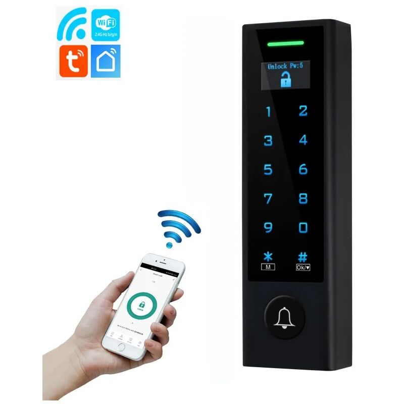 foto del prodotto controllo accessi smart wifi con display oled impermeabile campanello tuya