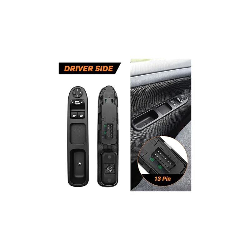 foto del prodotto controllo alzacristalli lato passeggero conducente compatibile con interruttore alzacristalli elettrico peugeot 207 6490.hq e 6554.qc
