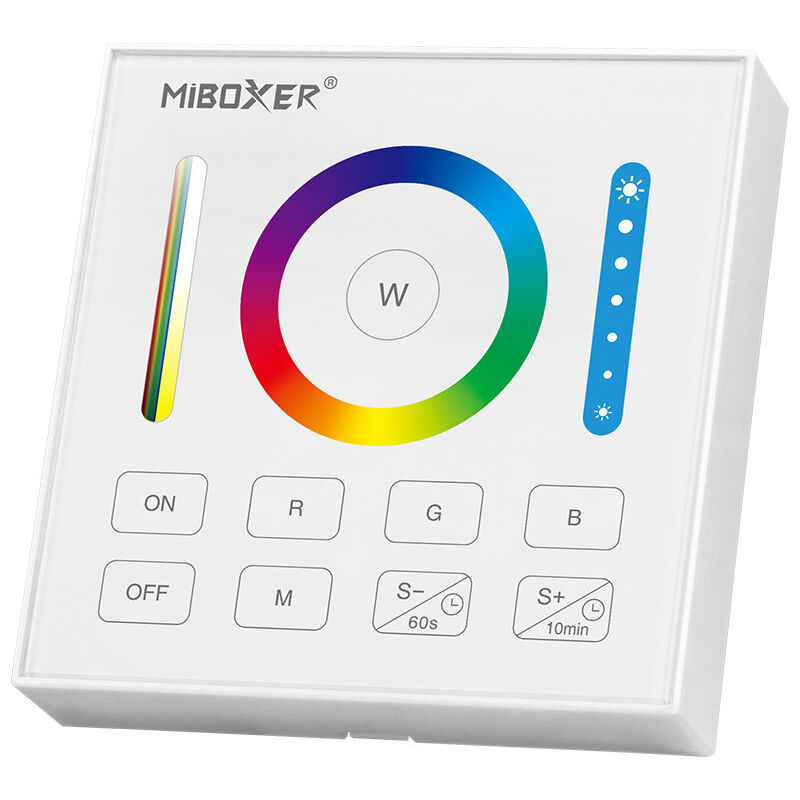 foto del prodotto controllo remoto parete tattile led radiofrequenza dimmerabile 1 zona bianca rgb, rgbw e rgb cct b0