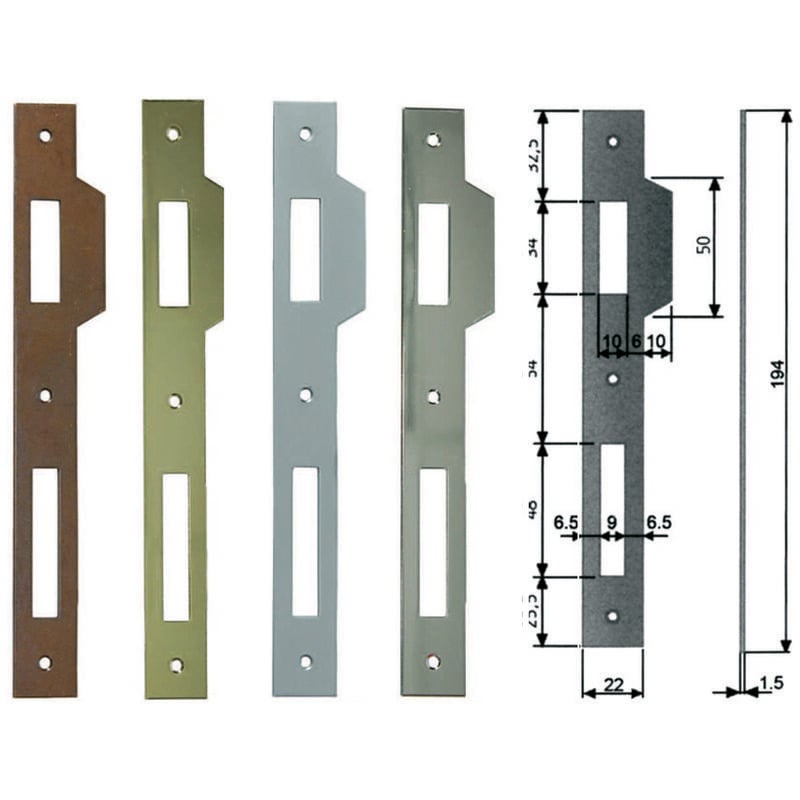 foto del prodotto contropiastra con aletta per serratura patent a bussola bordo quadro acciaio bronzato b.00590.05.02 