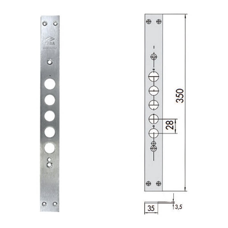 foto del prodotto contropiastra per serrature porte blindate 06221 00 mm.35x350, spessore mm.3,5 0622100 