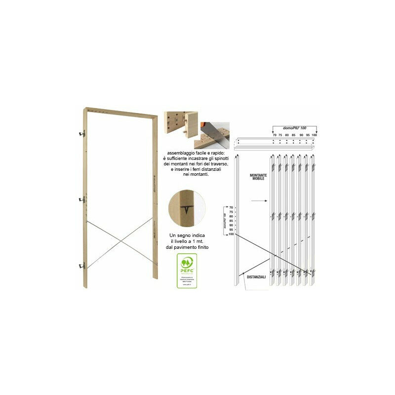 foto del prodotto controtelaio in legno utilizzabile per 7 diverse larghezze di porte 8 cm.
