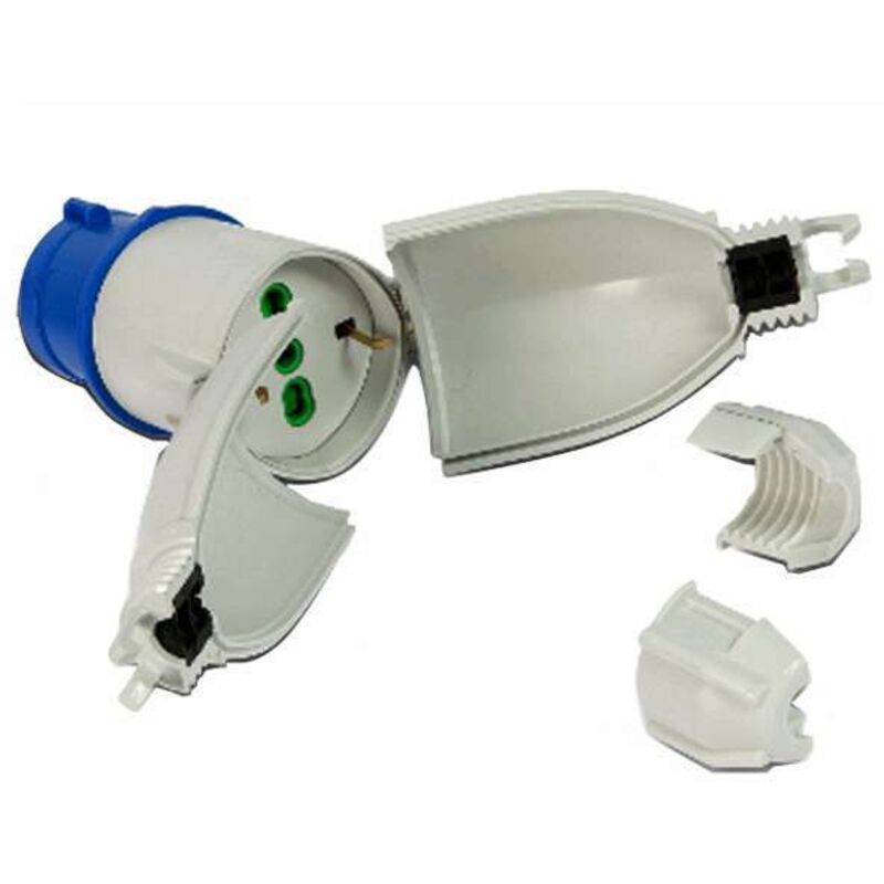 foto del prodotto convertispina optimus da cantiere ip44 spina 2p 43t 16a 200-250v 6h ip44 presa bipasso italo tedesca 2p 43t 16a 73020 - fanton