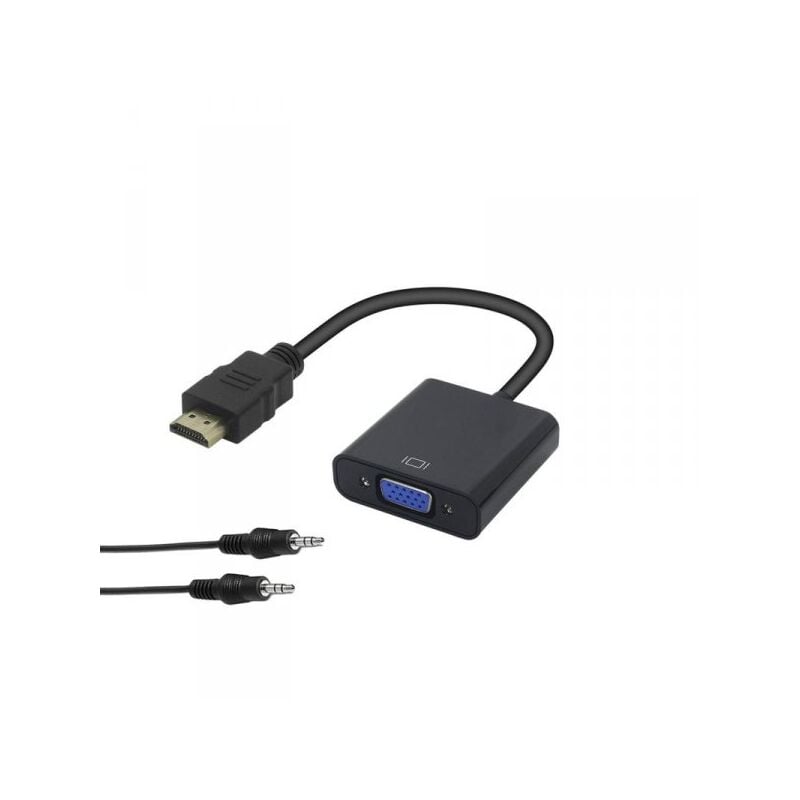 foto del prodotto convertitore adattatore da hdmi a vga hdmi maschio a vga femmina con cavo audio