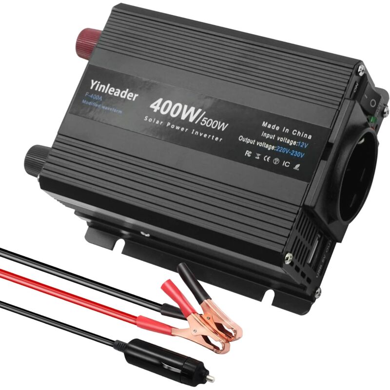 foto del prodotto convertitore da 400 w 12 v 220 v convertitore di tensione usb doppio inverter di potenza dc 12 v ac 230 v, trasformatore inverter con presa elettrica
