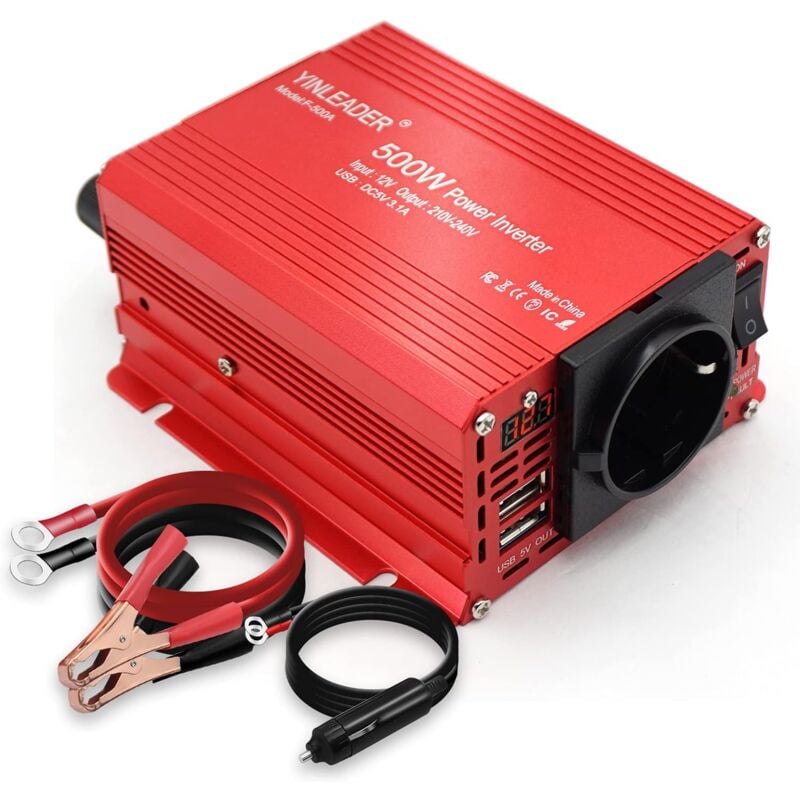 foto del prodotto convertitore da 500 w 12 v 220 v convertitore di tensione usb doppio inverter di potenza dc 12 v ac 230 v, trasformatore inverter con presa elettrica