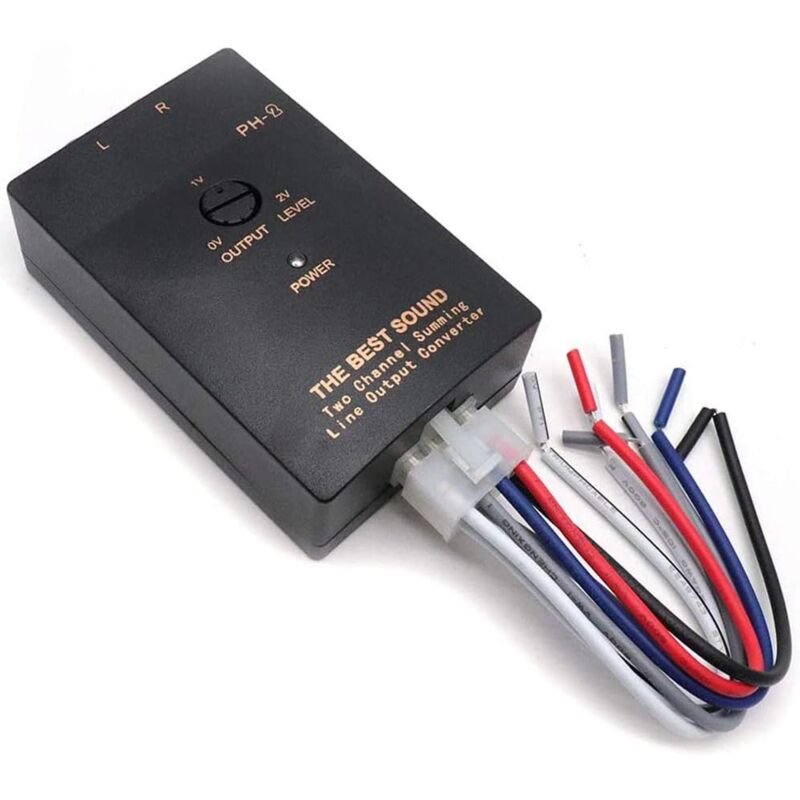 foto del prodotto convertitore di uscita audio rca per auto da 1 pezzo, 2 canali da alto a basso con livello subwoofer regolabile per amplificatore per auto