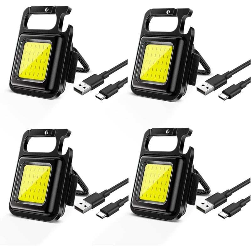 foto del prodotto coocheer confezione da 4 mini torce led portatili ricaricabili da 500 lumen, portachiavi magnetico, luce da lavoro con supporto pieghevole per