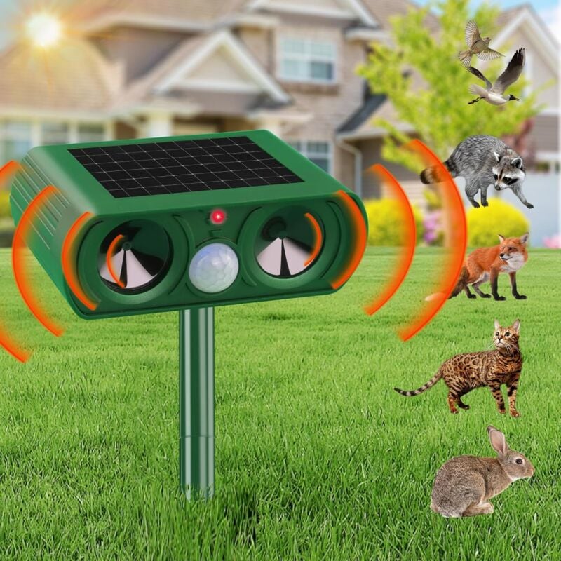 foto del prodotto coocheer repellente solare per gatti da esterno, repellente ultrasonico per gatti, respinge efficacemente gatti, uccelli, volpi, procioni, conigli