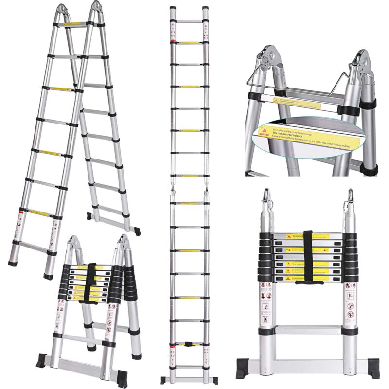 foto del prodotto coocheer scala telescopica da 5 m, in alluminio di alta qualit , portata fino a 150 kg 5 m, 2,5 2,5 