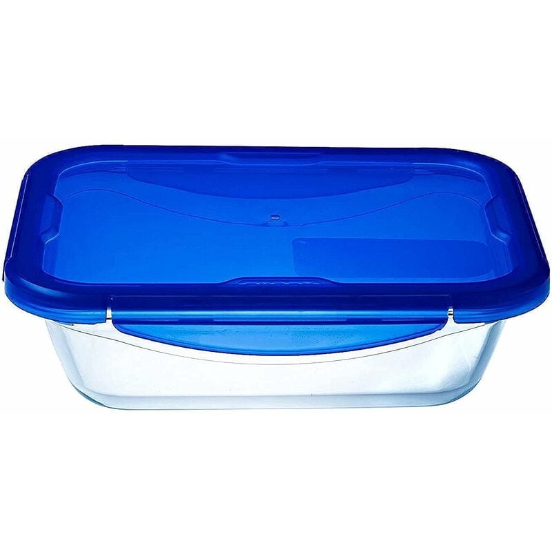 foto del prodotto cook go teglia multiuso rettangolare con coperchio ermetico, trasparenteyblu, 30 x 23 x 9 cm, 3,30 l pyrex