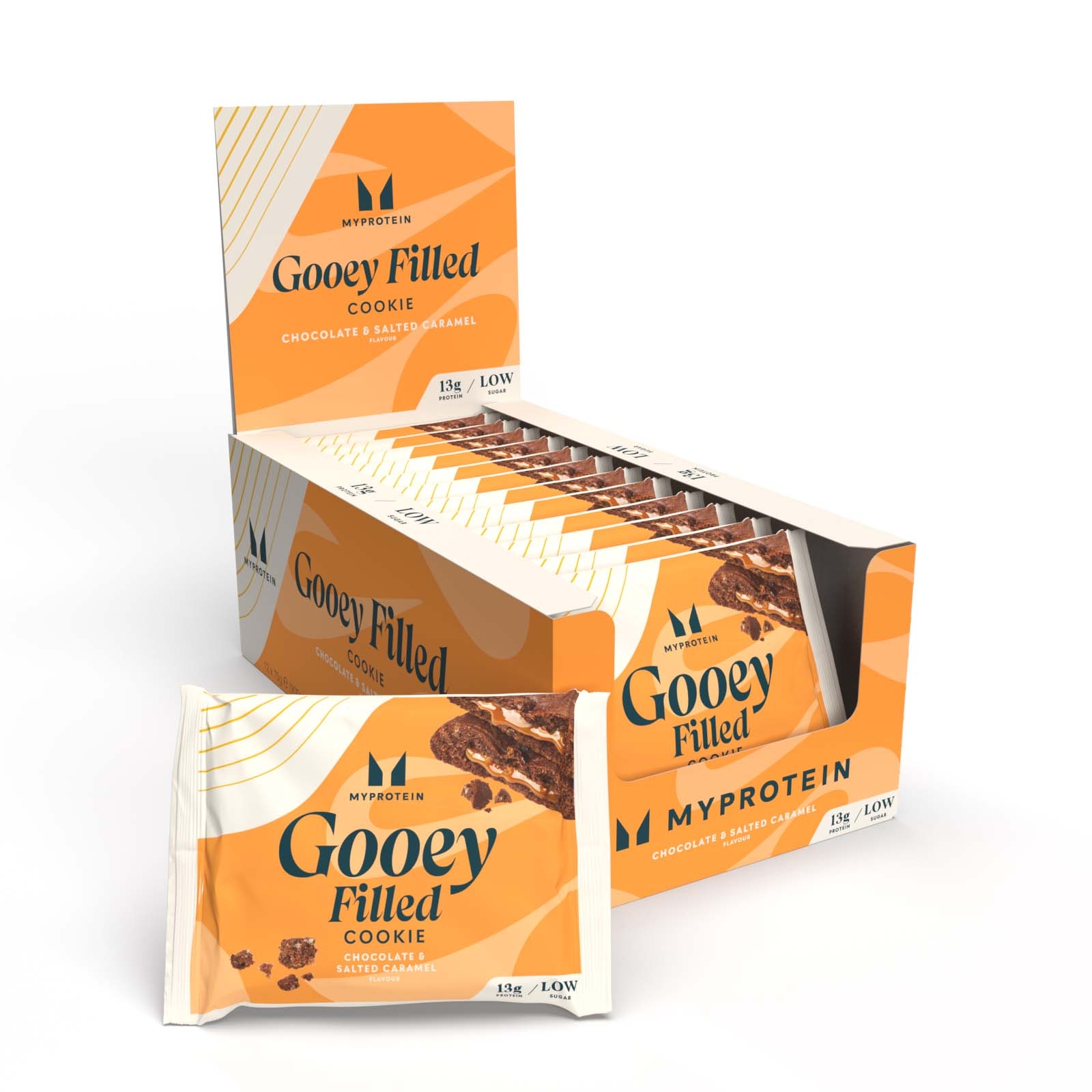 foto del prodotto cookie proteico con ripieno vegano doppio cioccolato e caramelo