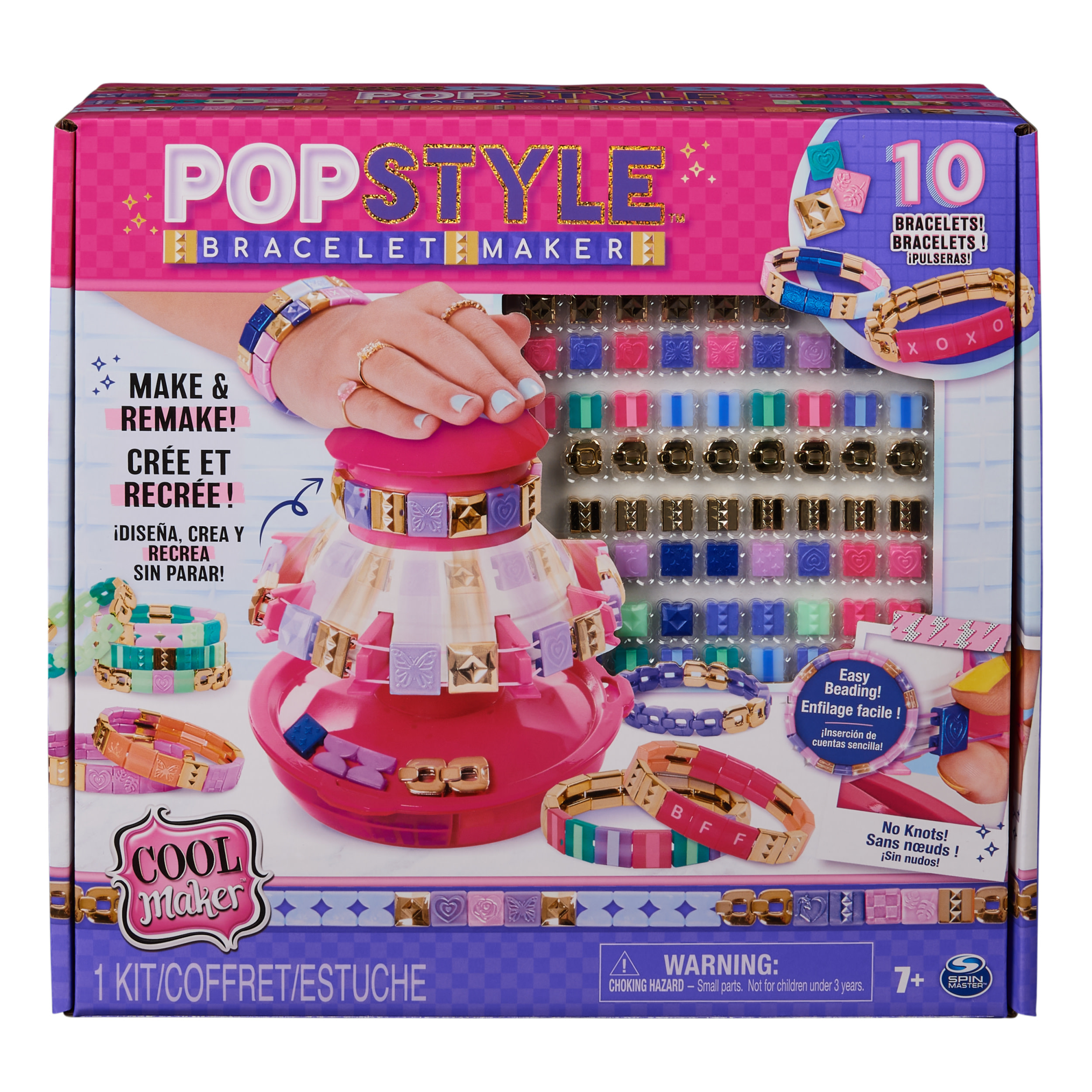 foto del prodotto cool maker , macchina crea braccialetti, con 170 perline alla moda e 20 elastici, crea fino a 10 braccialetti. giochi per bambine e bambini, 7 anni