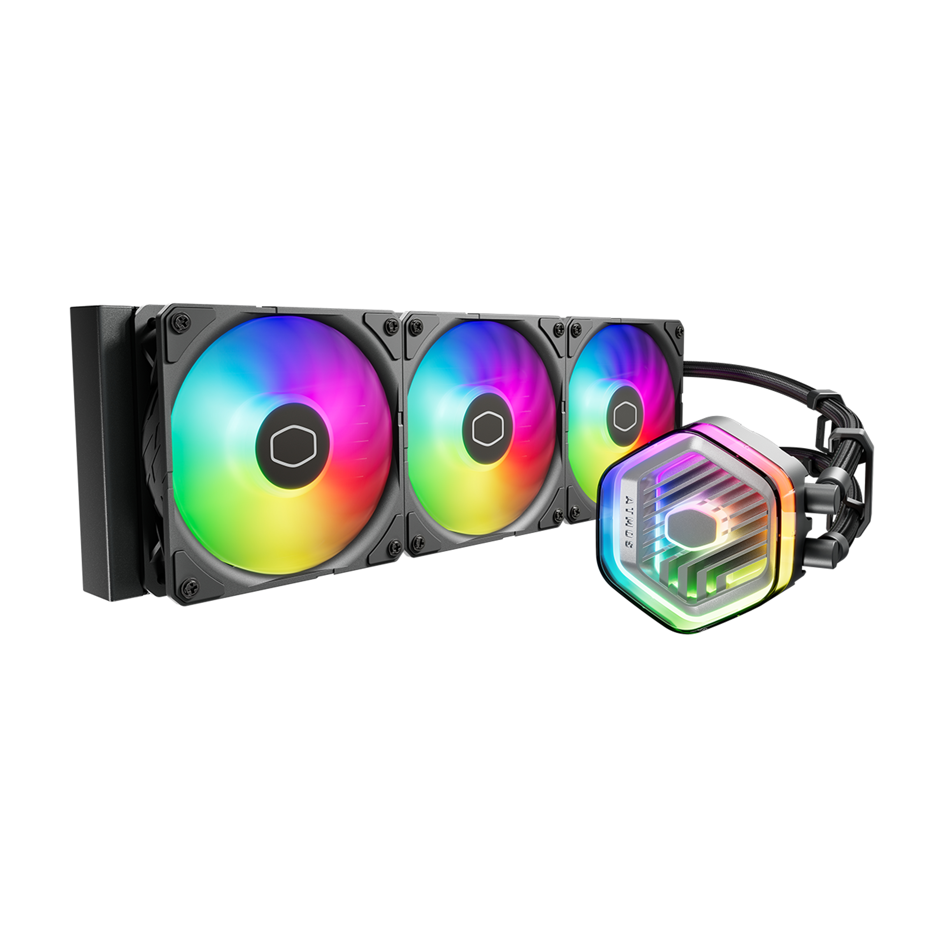 foto del prodotto cooler master dissipatore a liquido masterliquid 360 atmos argb gen 2, sickleflow v2 120 argb