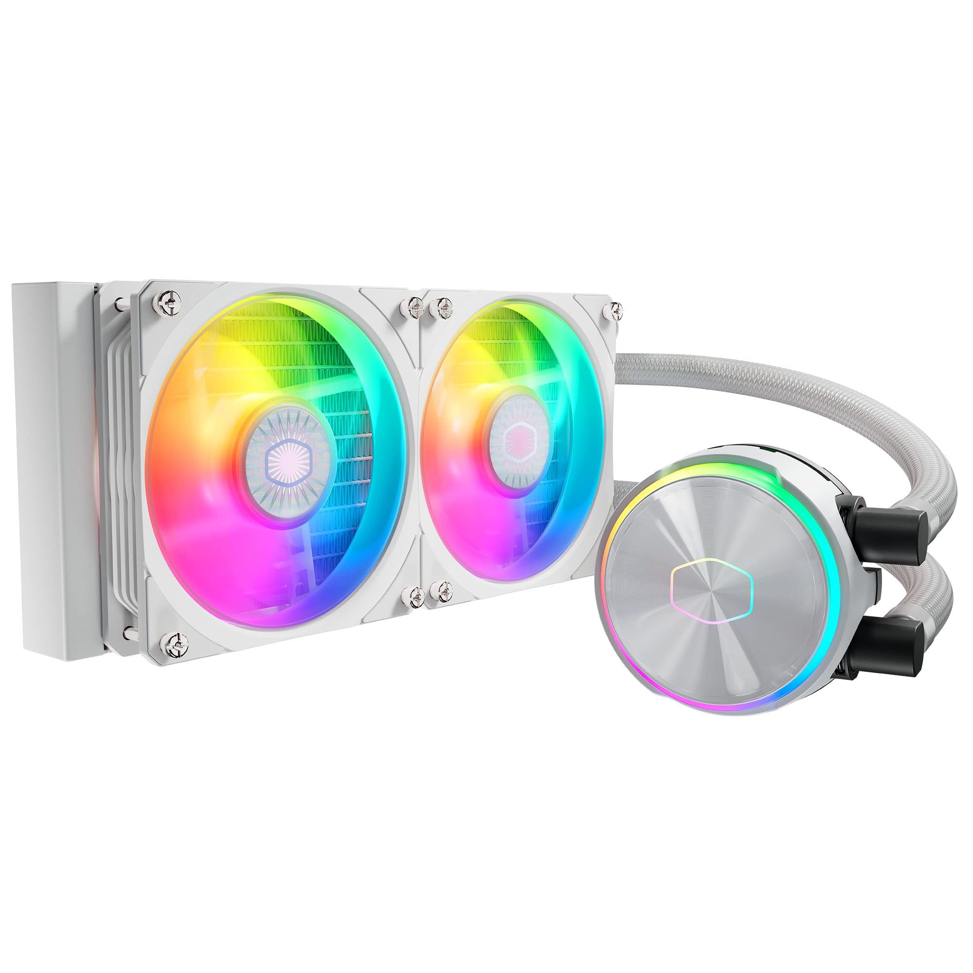 foto del prodotto cooler master dissipatore masterliquid pl240 flux white edition argb liquid cooler dissipatore