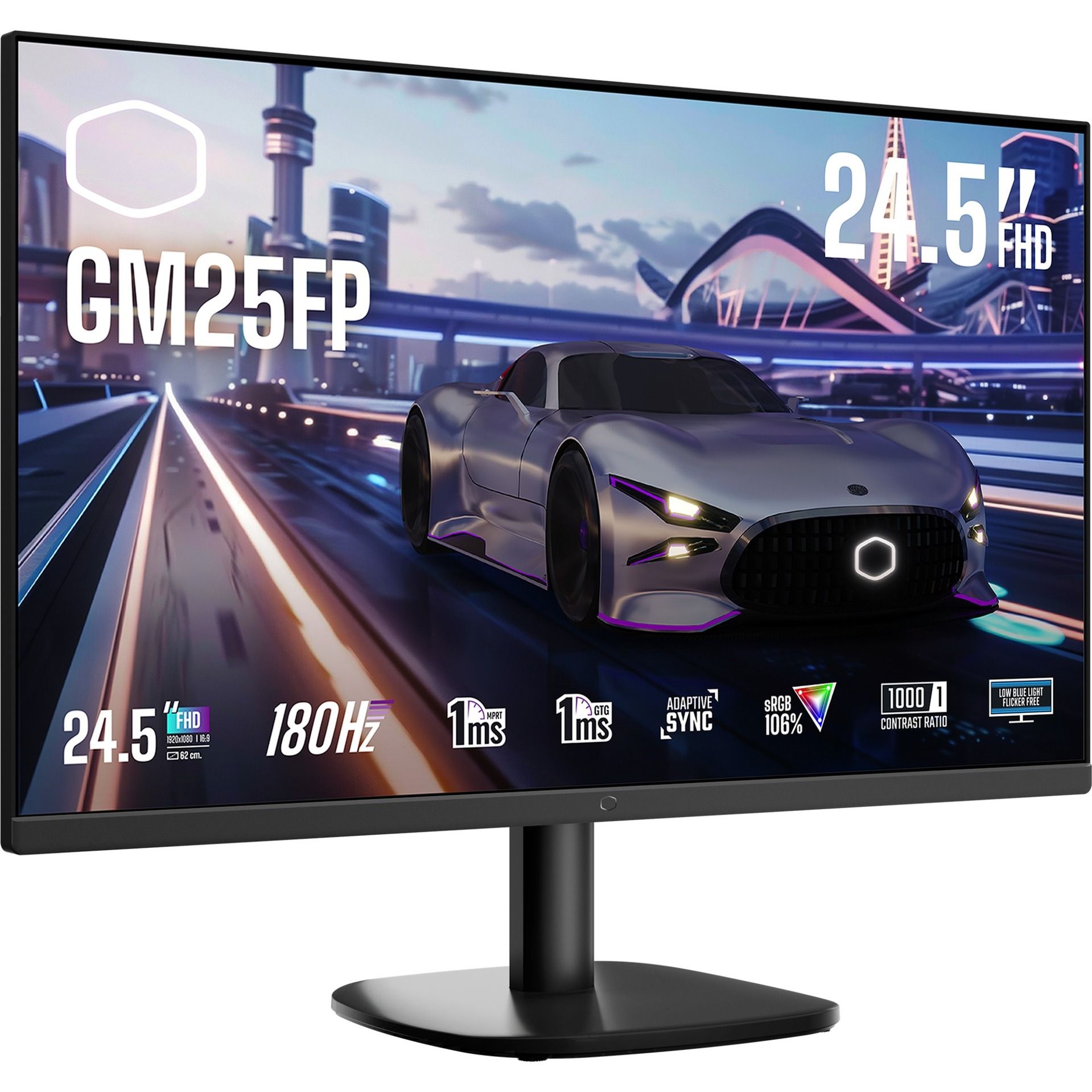 foto del prodotto cooler master monitor 24,5 led ips fhd 16 9 1ms 250 cdm 180hz, srgb 106, dp hdmi, multimediale