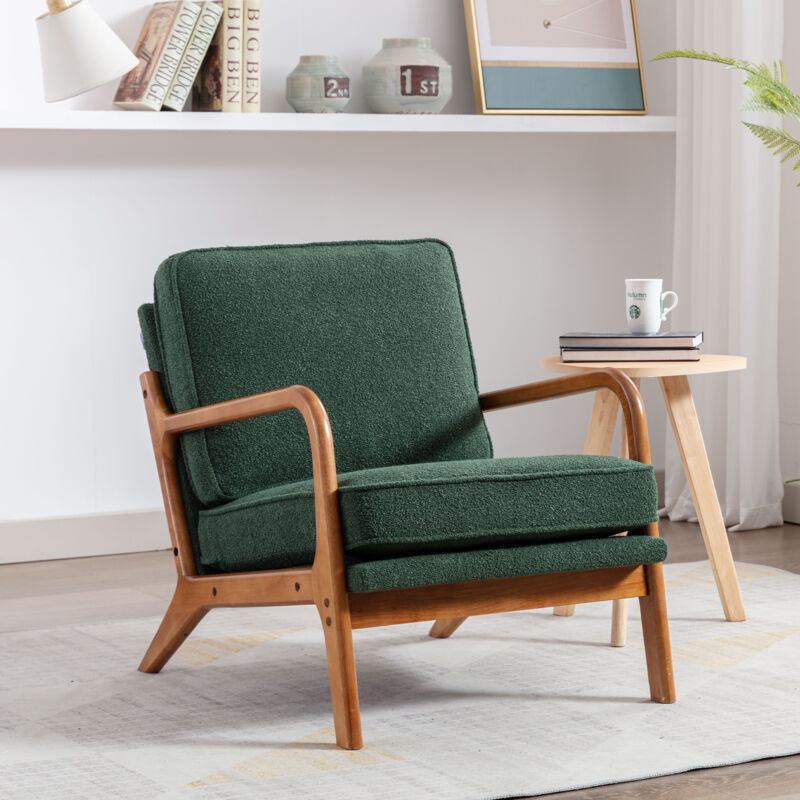 foto del prodotto coolmore poltrona con struttura in legno, moderna sedia con chaise longue per soggiorno