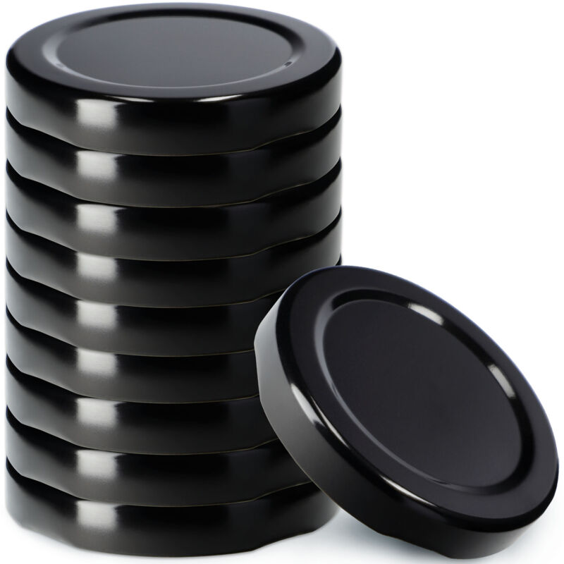foto del prodotto coperchi a vite kadax diametro 53 mm metallo compatibile con barattoli da 115 ml con 4 dentini a scatto nero confezione da 10