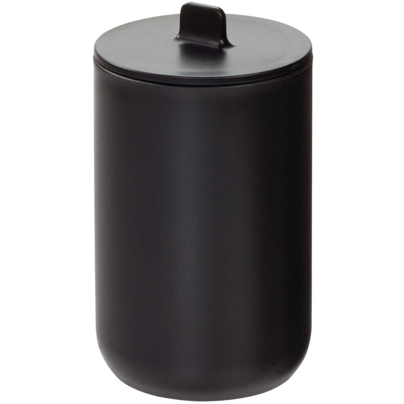 foto del prodotto coperchio cilindrico, contenitore plastica e organizer bagno per cotone, cotton fioc, cosmetici e altro, nero, 8,0 cm diametro x 13 cm idesign